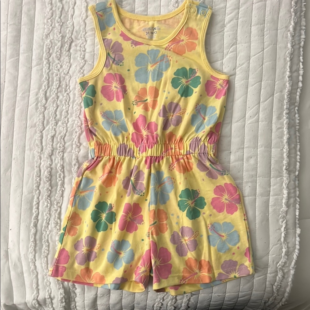Floral Yellow Toddler Girl’s Romper